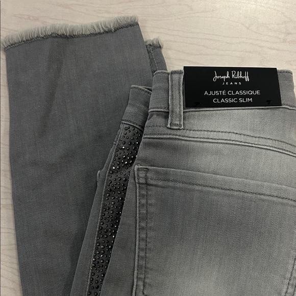 Joseph Ribkoff Gray Ankle Jeans with Embellishments - Picture 2 of 4